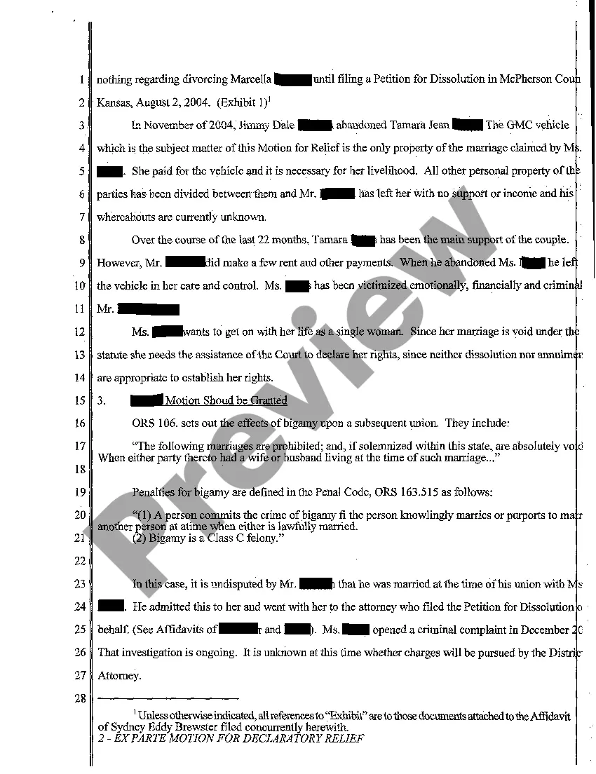 Preview A05 Ex Parte Motion for Declaratory Relief