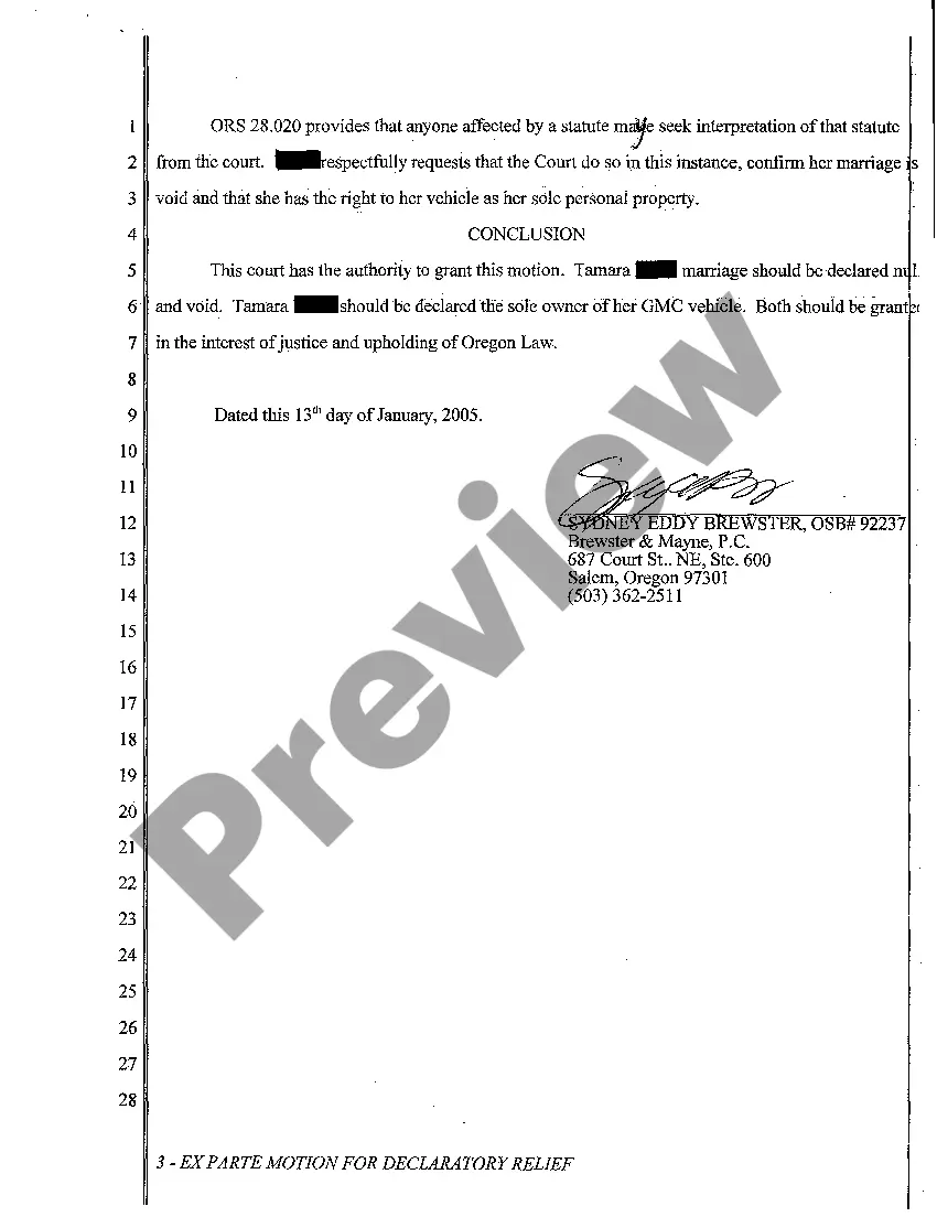 Preview A05 Ex Parte Motion for Declaratory Relief