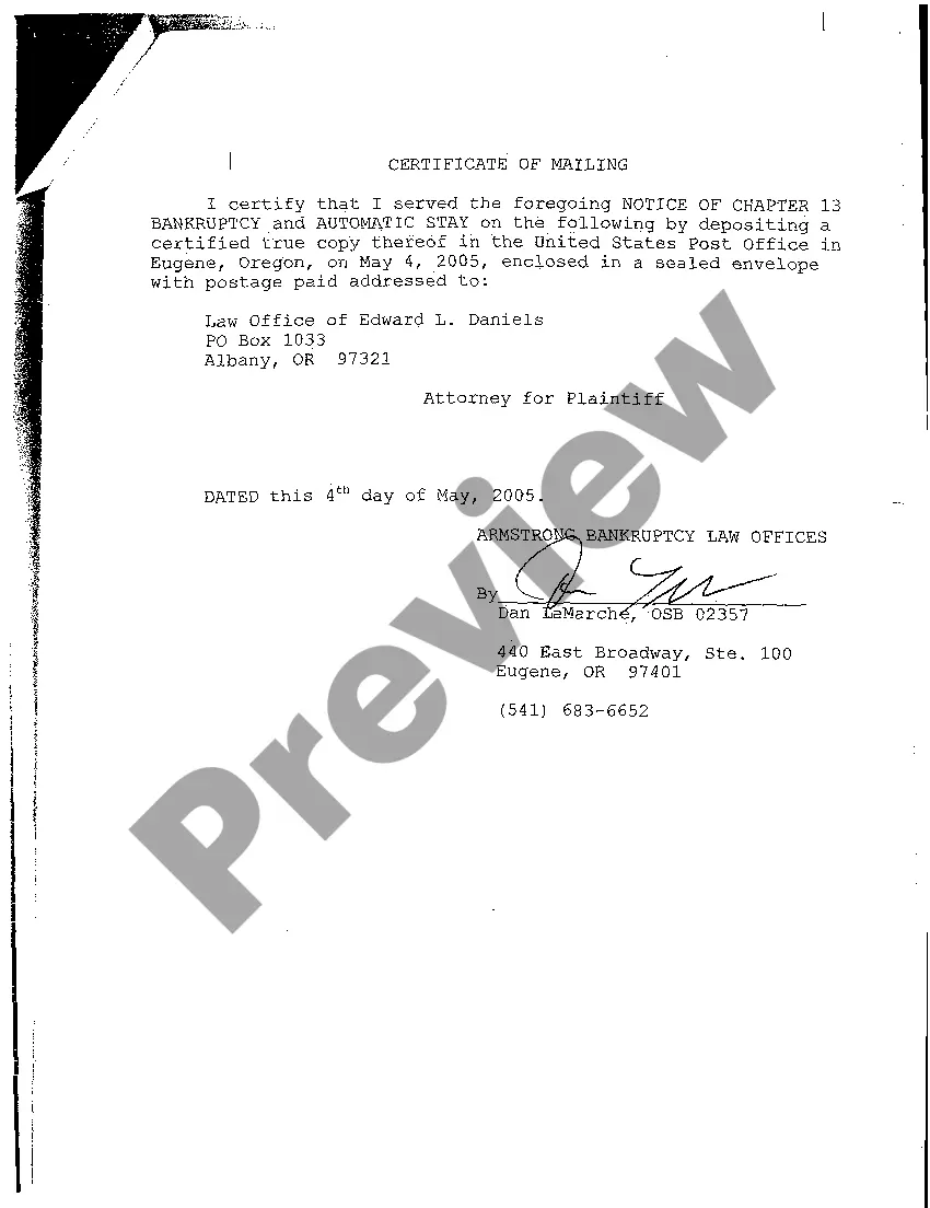 Preview A03 Notice of Chapter 13 Bankruptcy and Automatic Stay