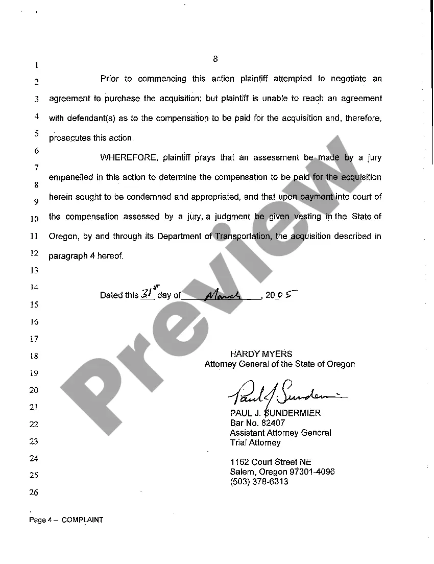 Get Complaint regarding Proceedings in Eminent Domain to Widen State Highway Preview Complaint regarding Proceedings in Eminent Domain to Widen State Highway