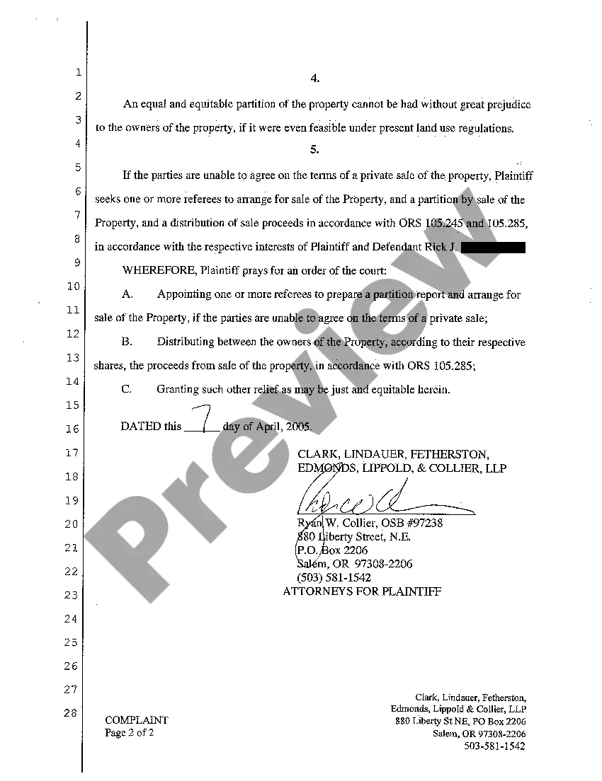 Preview A01 Complaint - Suit for Partition and Sale