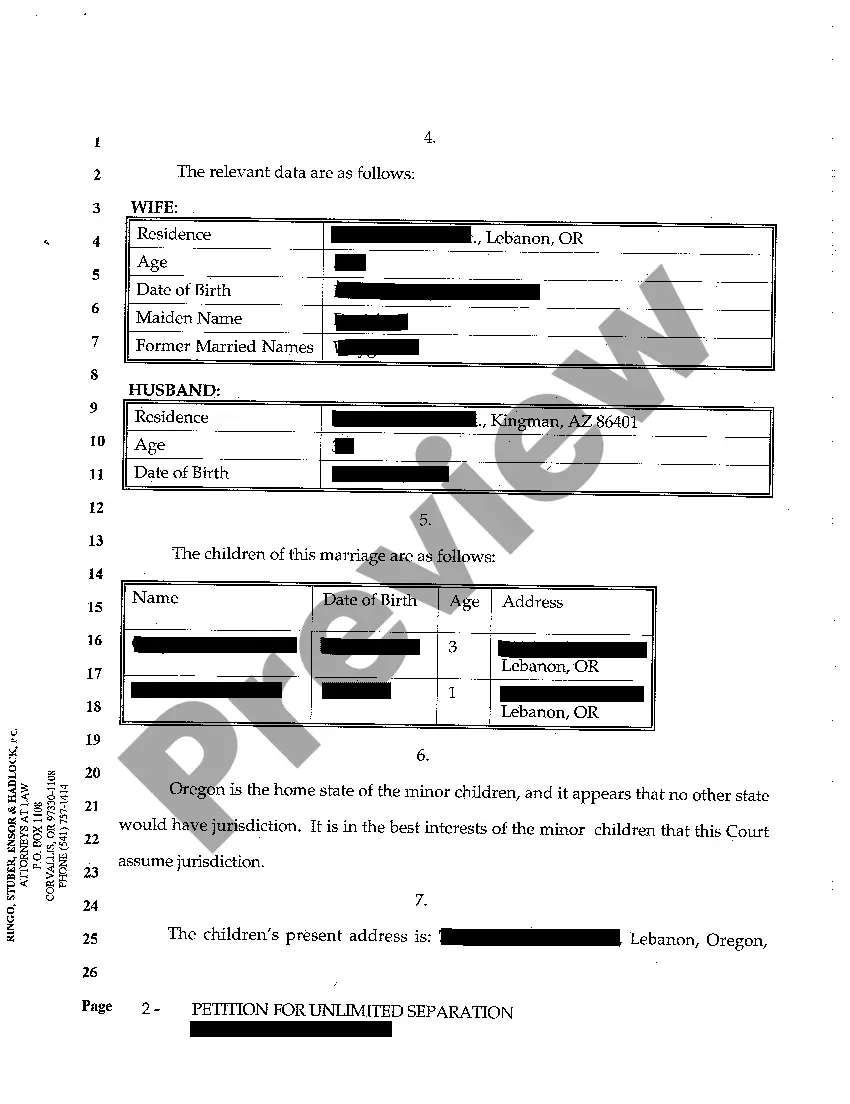 Get A01 Petition for Unlimited Separation Preview A01 Petition for Unlimited Separation