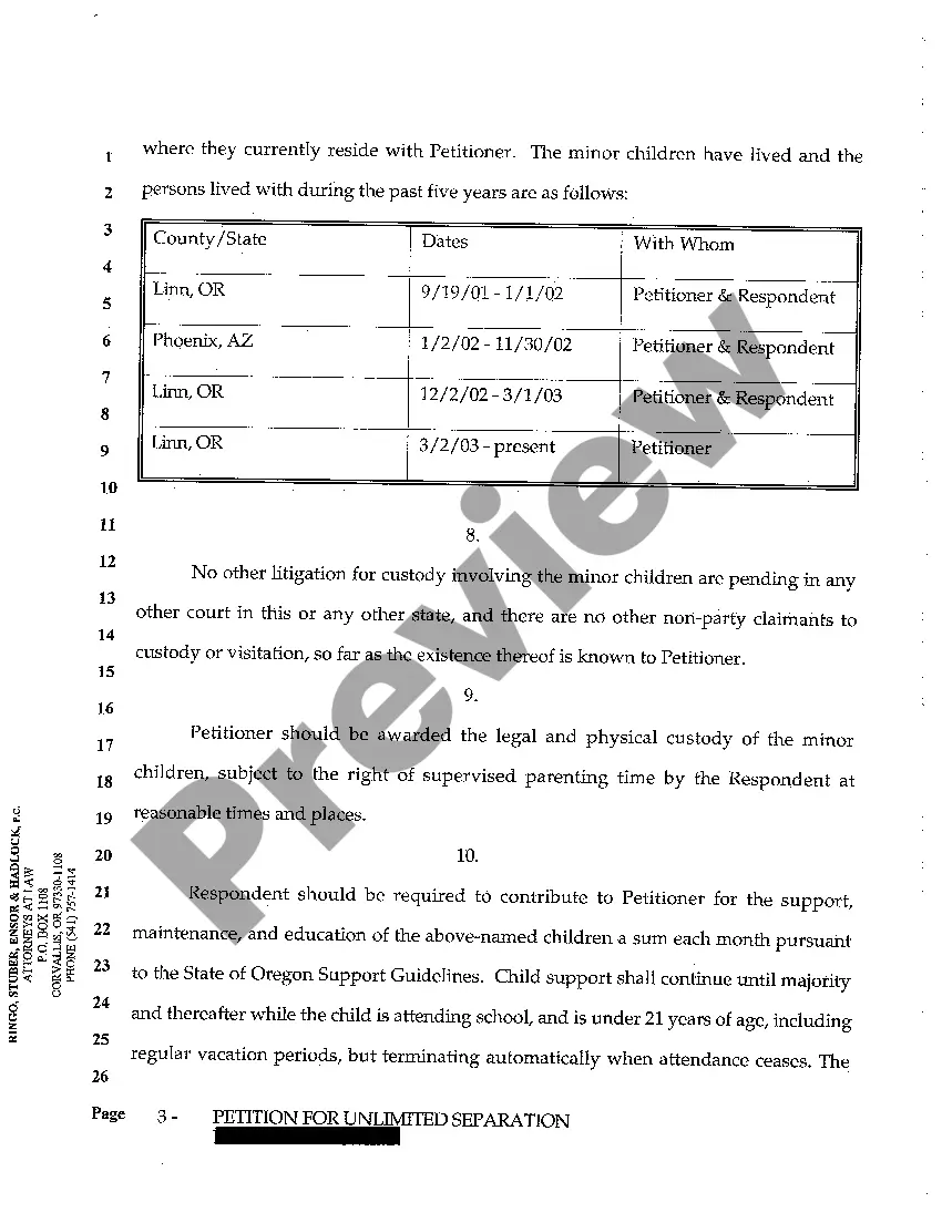 Get A01 Petition for Unlimited Separation Preview A01 Petition for Unlimited Separation