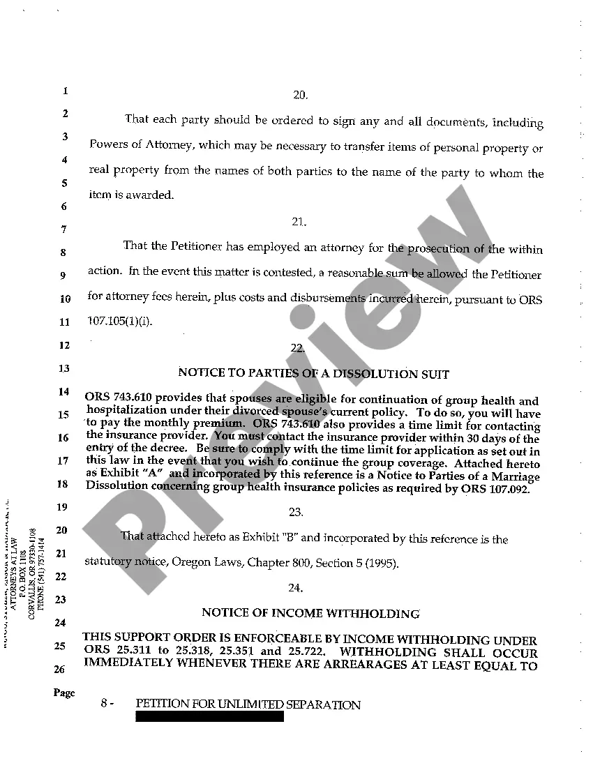 Get A01 Petition for Unlimited Separation Preview A01 Petition for Unlimited Separation