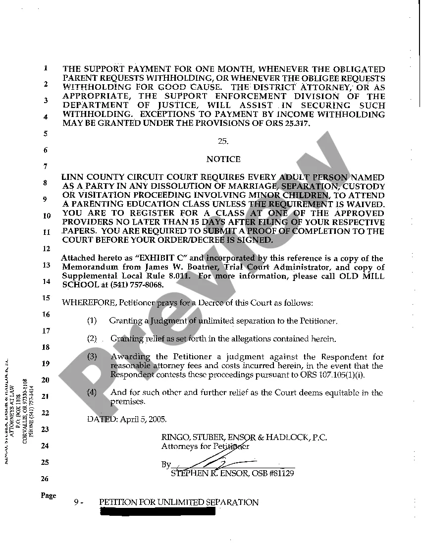 Get A01 Petition for Unlimited Separation Preview A01 Petition for Unlimited Separation