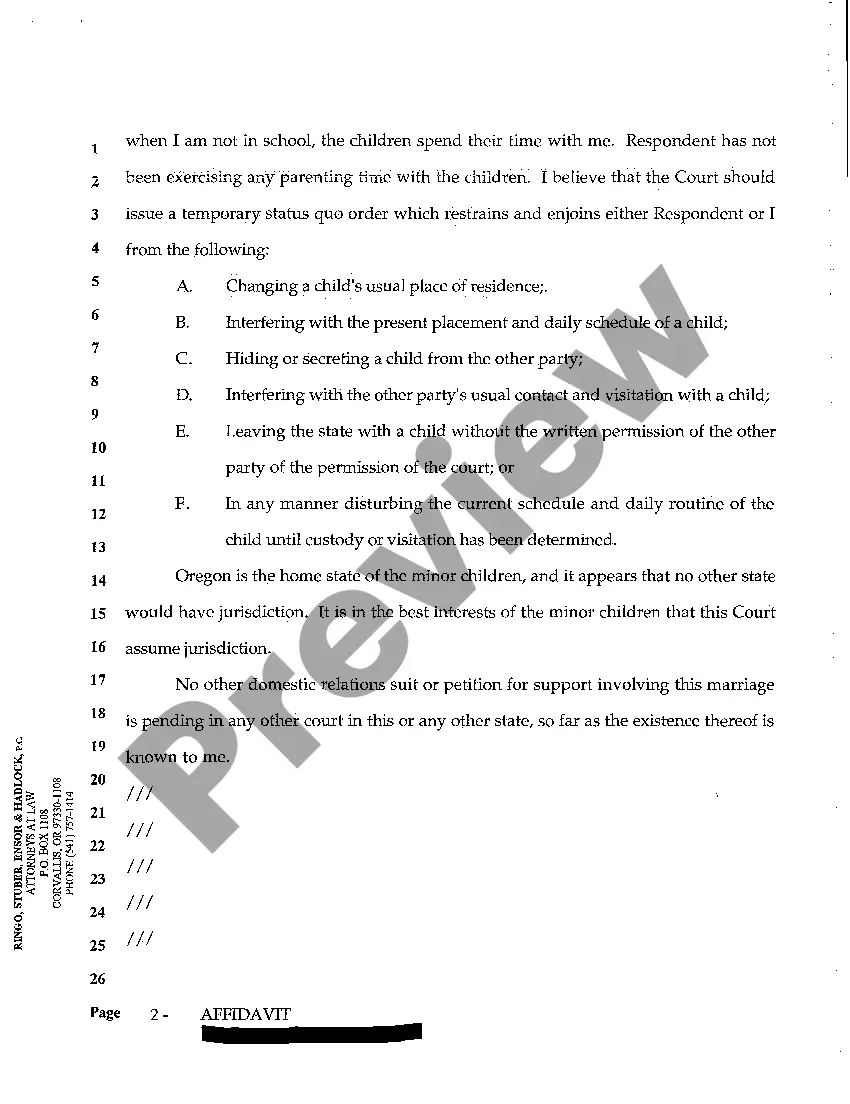 Preview A03 Affidavit of Petitioner in Support of Unlimited Separation