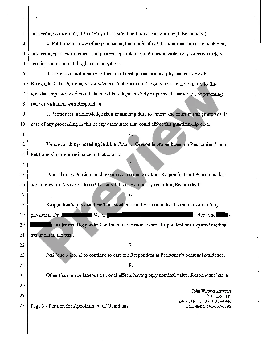 Preview A01 Petition for Guardianship for an Incapacitated Minor Child Who Is Soon to Turn 18 Years Old