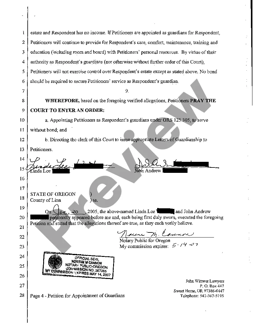 Preview A01 Petition for Guardianship for an Incapacitated Minor Child Who Is Soon to Turn 18 Years Old