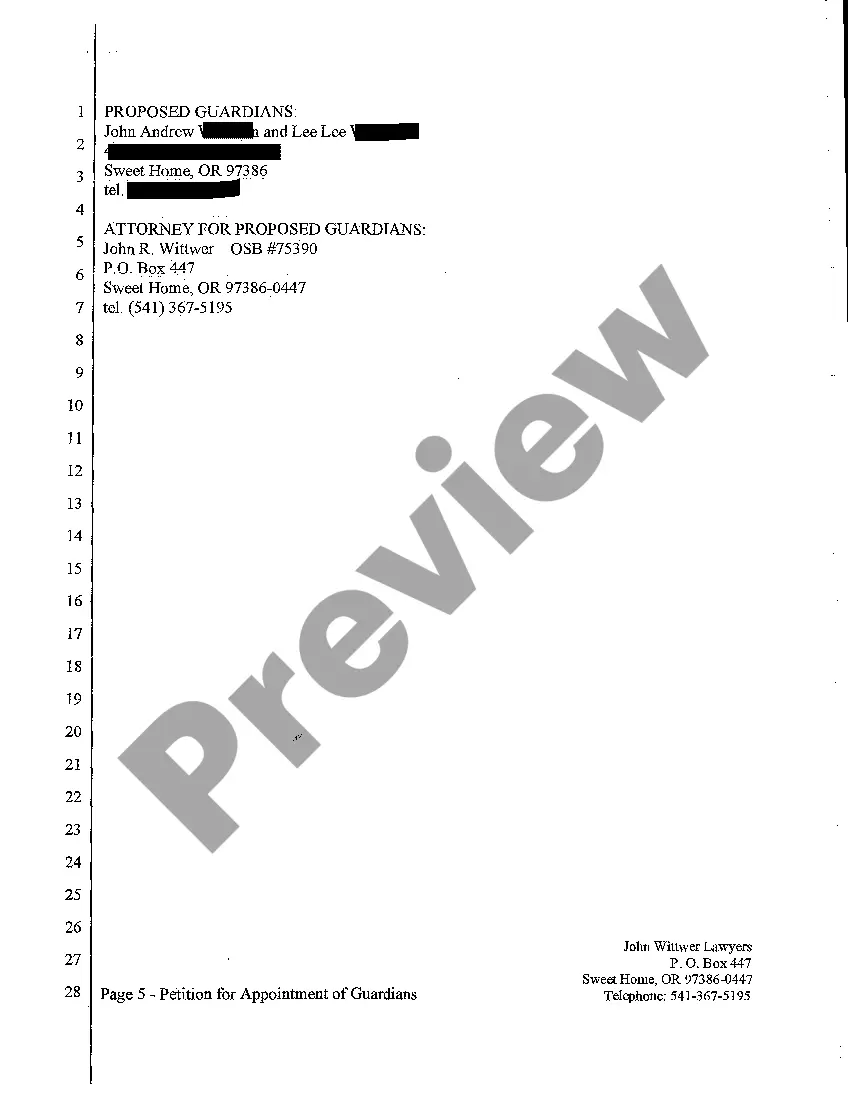 Preview A01 Petition for Guardianship for an Incapacitated Minor Child Who Is Soon to Turn 18 Years Old