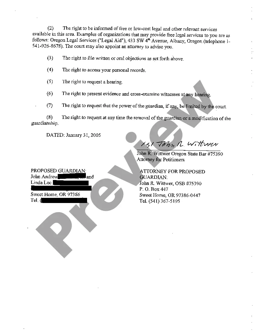 Preview A02 Notice to Respondent of Time for Filing Objections to Appointment of Guardians