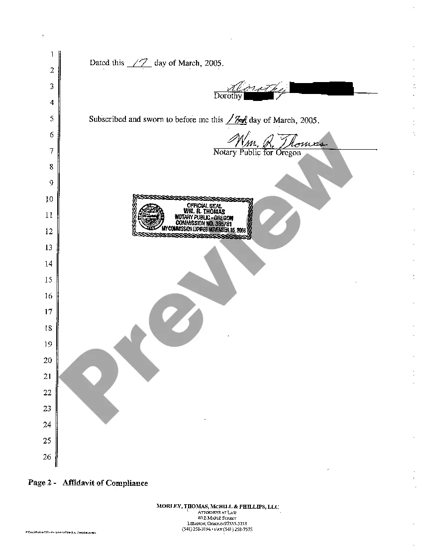 Preview A04 Affidavit of Compliance of Appointed Personal Representative