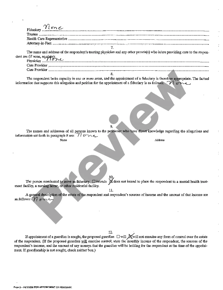 Preview A01 Petition for Appointment of Guardian of a Minor