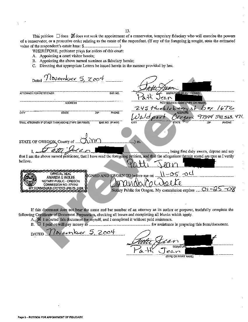 Preview A01 Petition for Appointment of Guardian of a Minor