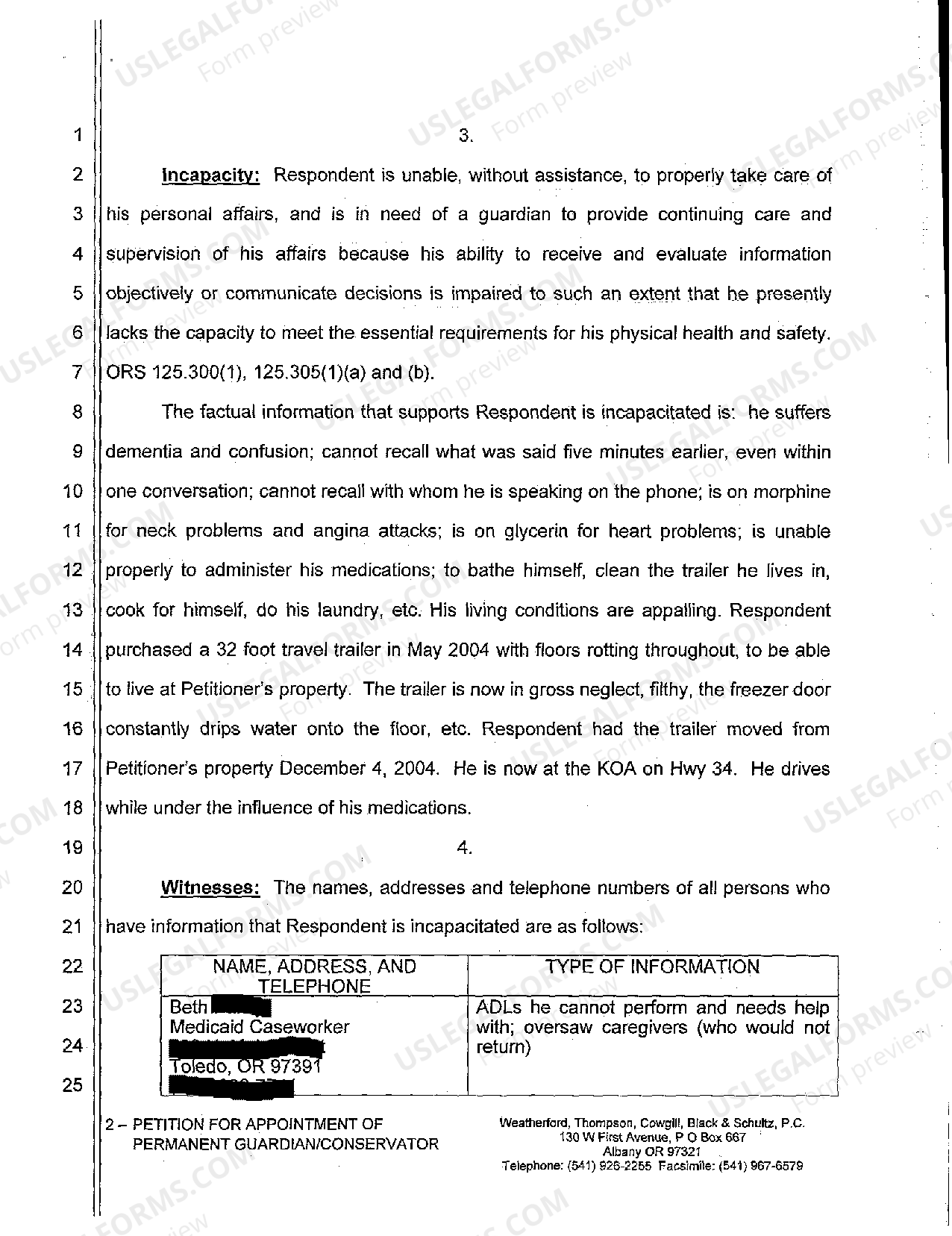 Oregon Petition for Appointment of Emergency and Permanent Guardian ...
