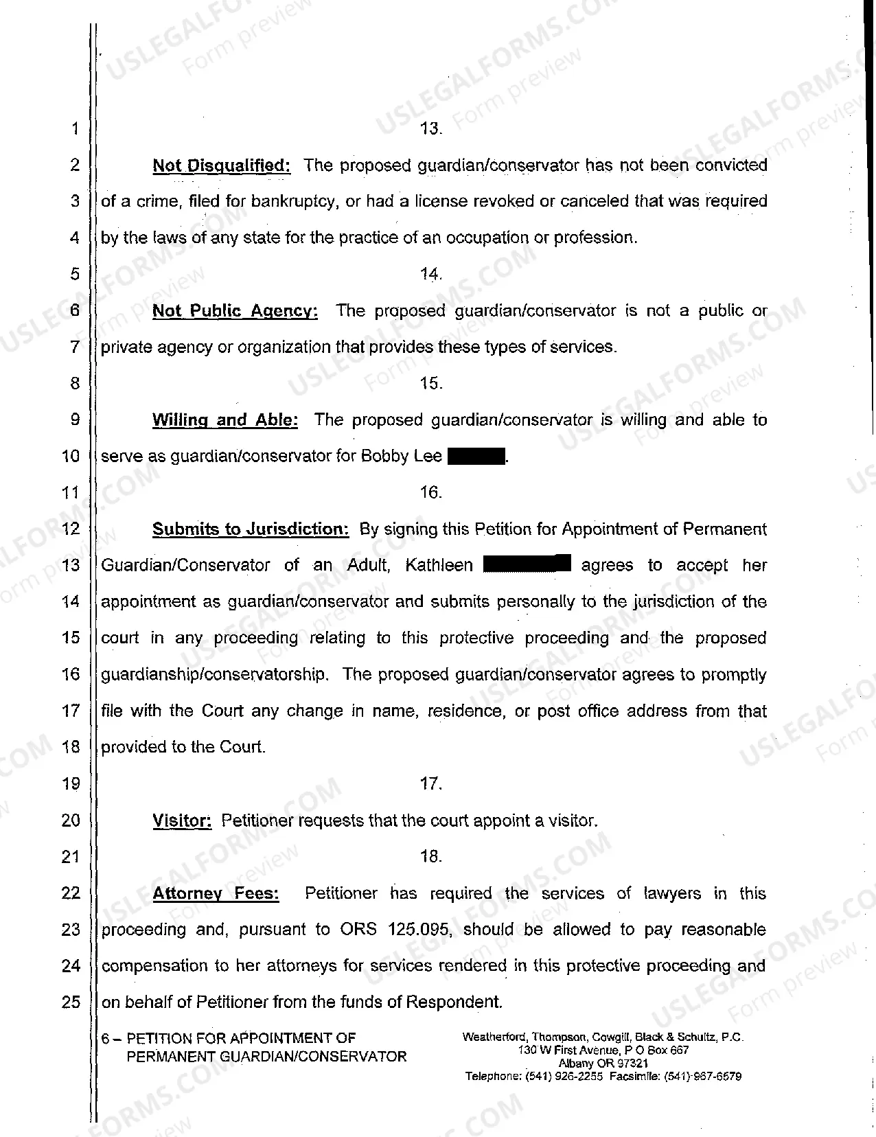 Preview A01 Petition for Appointment of Emergency and Permanent Guardian Conservator of an Adult