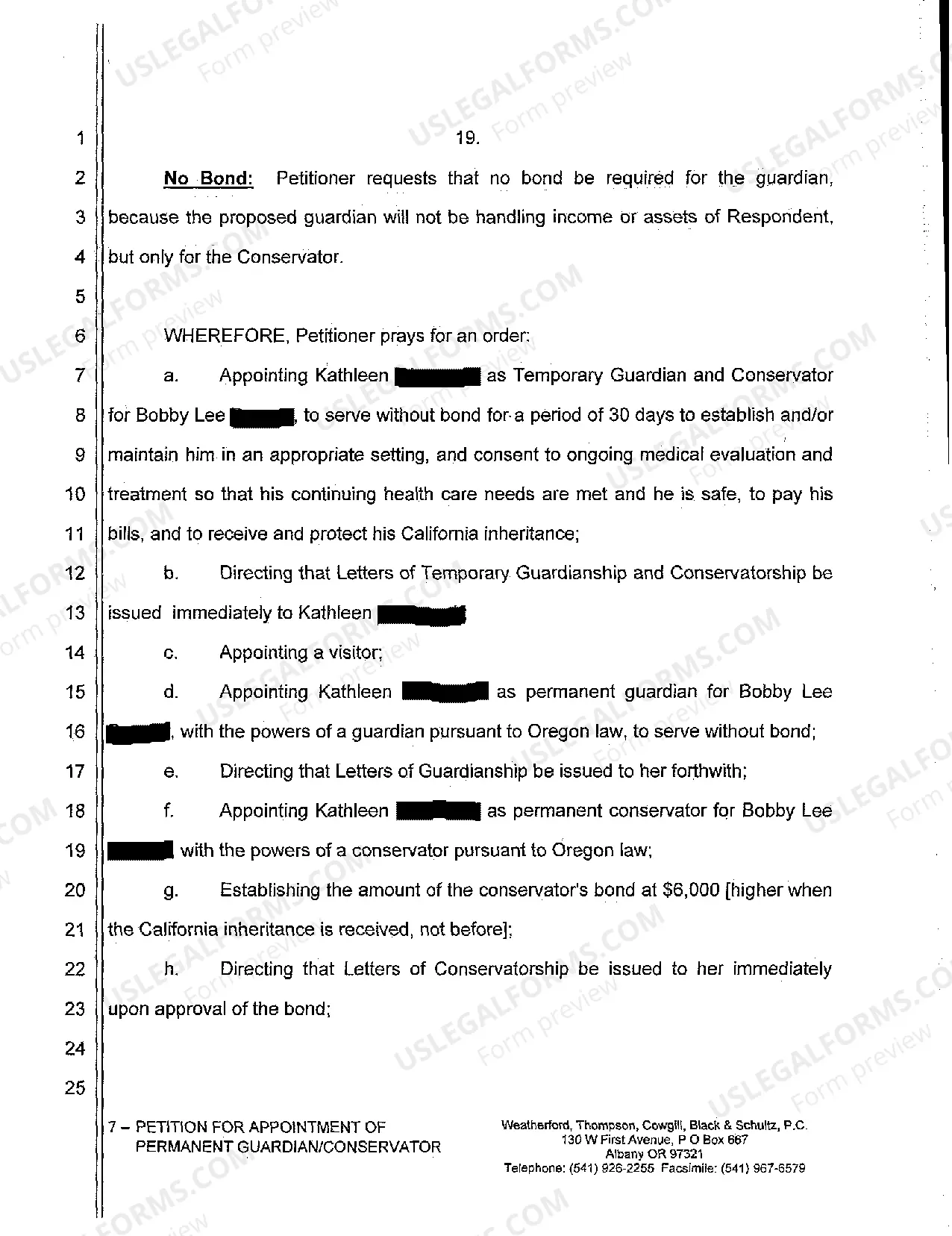 Preview A01 Petition for Appointment of Emergency and Permanent Guardian Conservator of an Adult