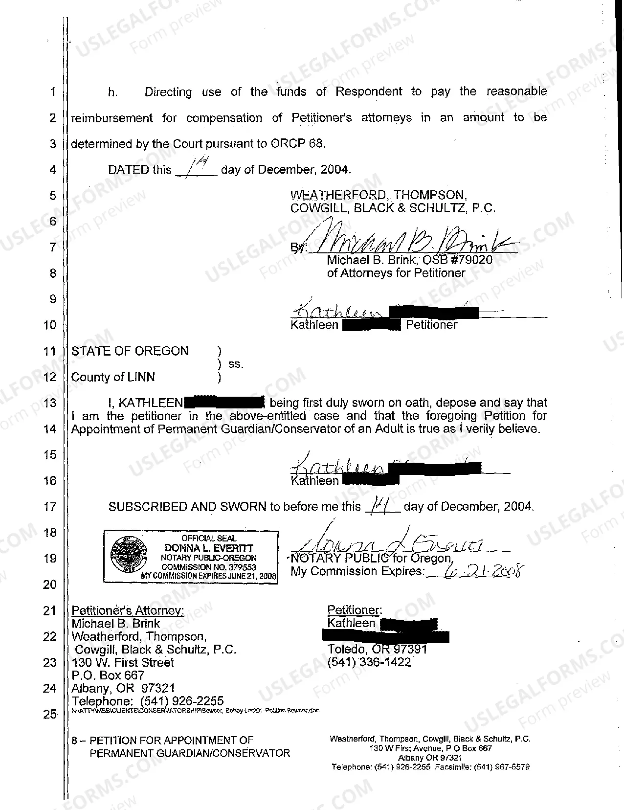 Preview A01 Petition for Appointment of Emergency and Permanent Guardian Conservator of an Adult