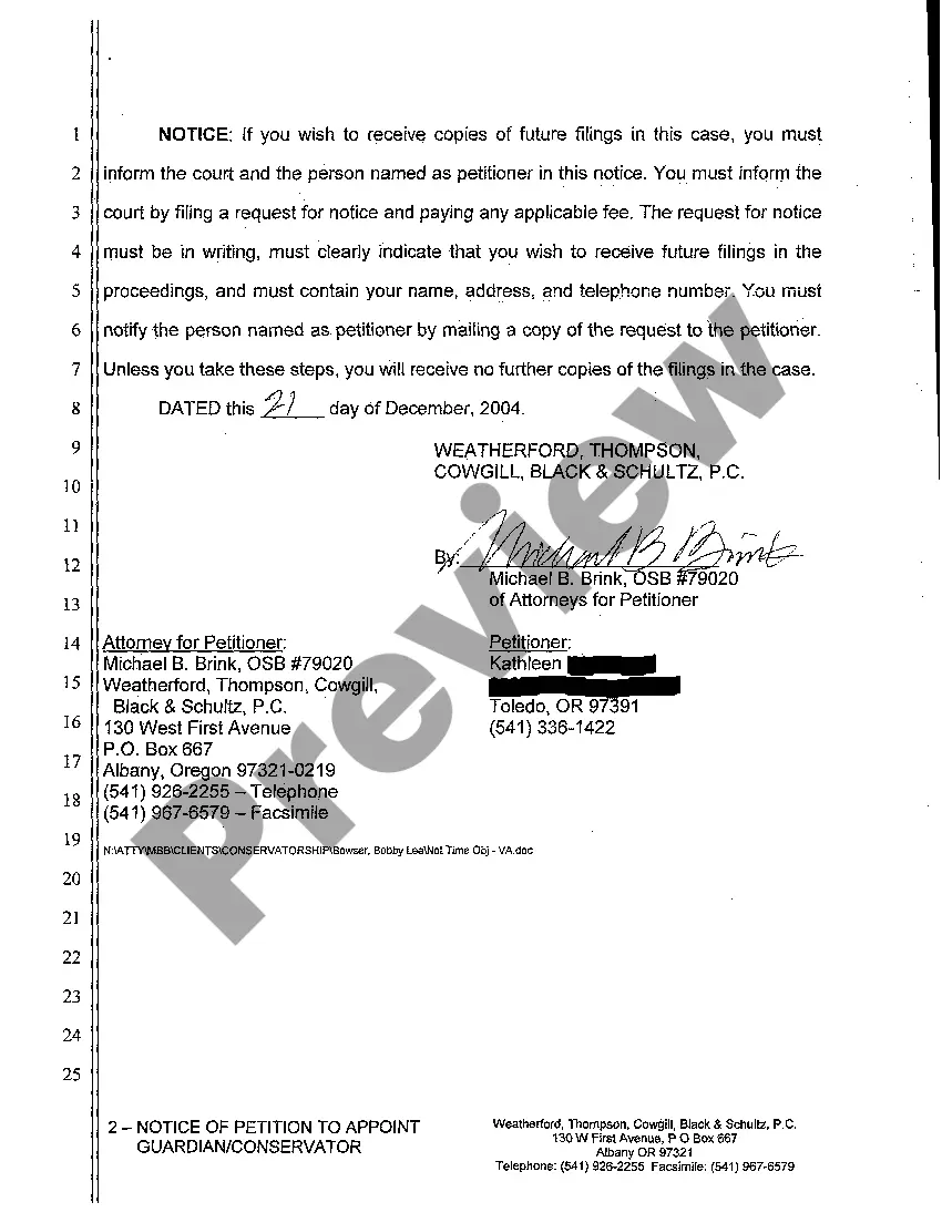 Preview A02 Notice of Petition to Appoint Guardian Conservator