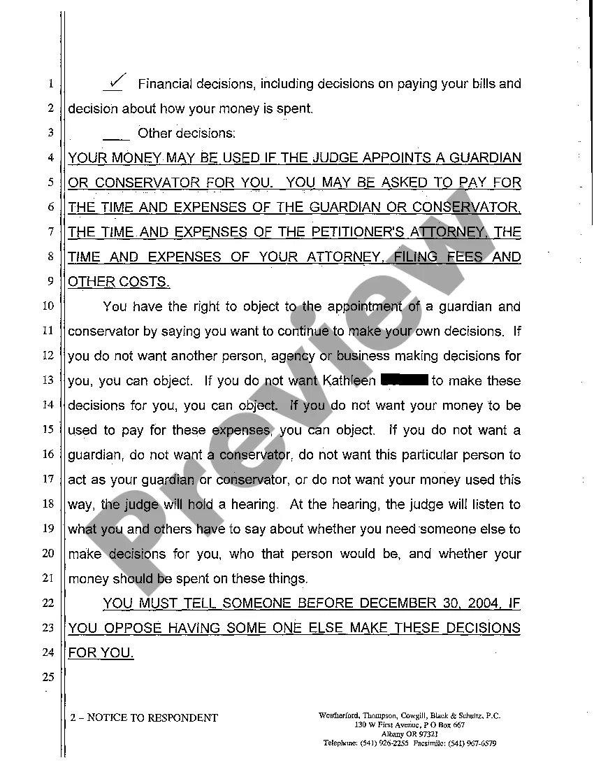 Preview A04 Notice to Respondent of Filing a Petition to Appoint Guardian or Conservator