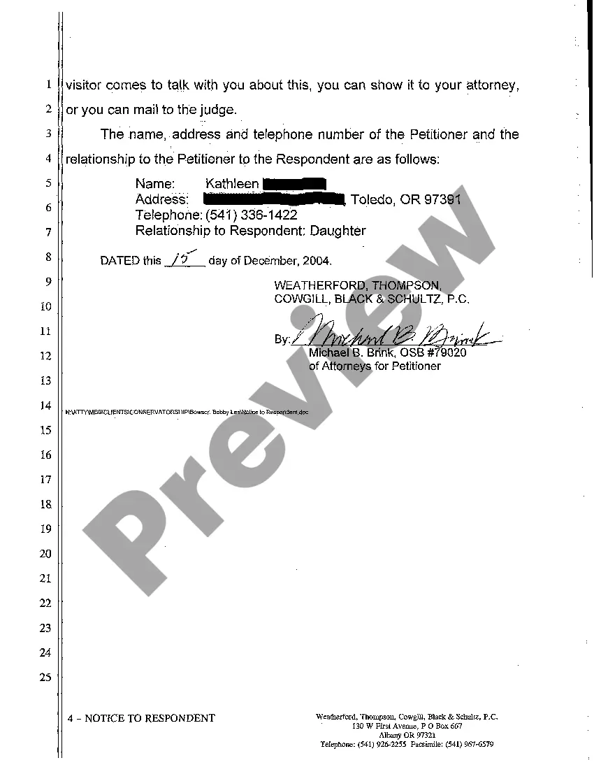 Preview A04 Notice to Respondent of Filing a Petition to Appoint Guardian or Conservator