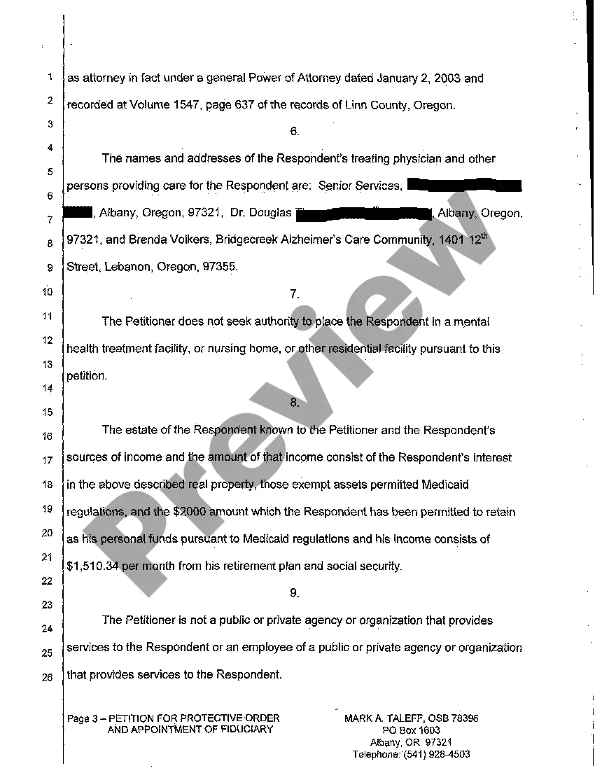 Get A01 Petition for Protective Order and Appointment of Fiduciary Preview A01 Petition for Protective Order and Appointment of Fiduciary
