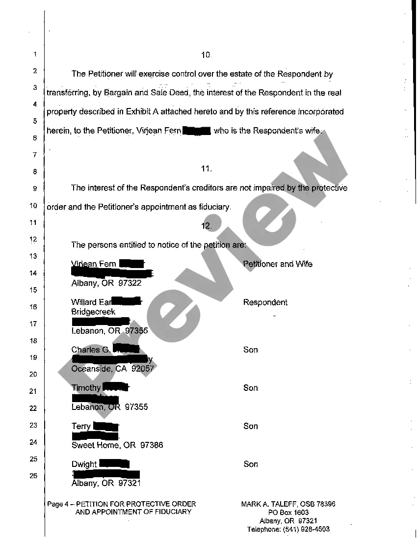 Get A01 Petition for Protective Order and Appointment of Fiduciary Preview A01 Petition for Protective Order and Appointment of Fiduciary