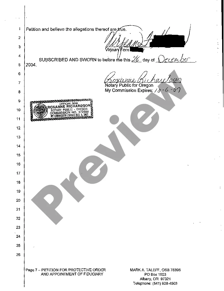 Get A01 Petition for Protective Order and Appointment of Fiduciary Preview A01 Petition for Protective Order and Appointment of Fiduciary