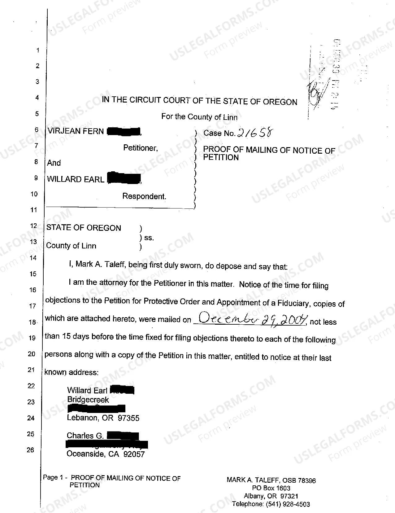 Preview A03 Notice to Respondent that Petition for Appointment of Fiduciary has Been Filed