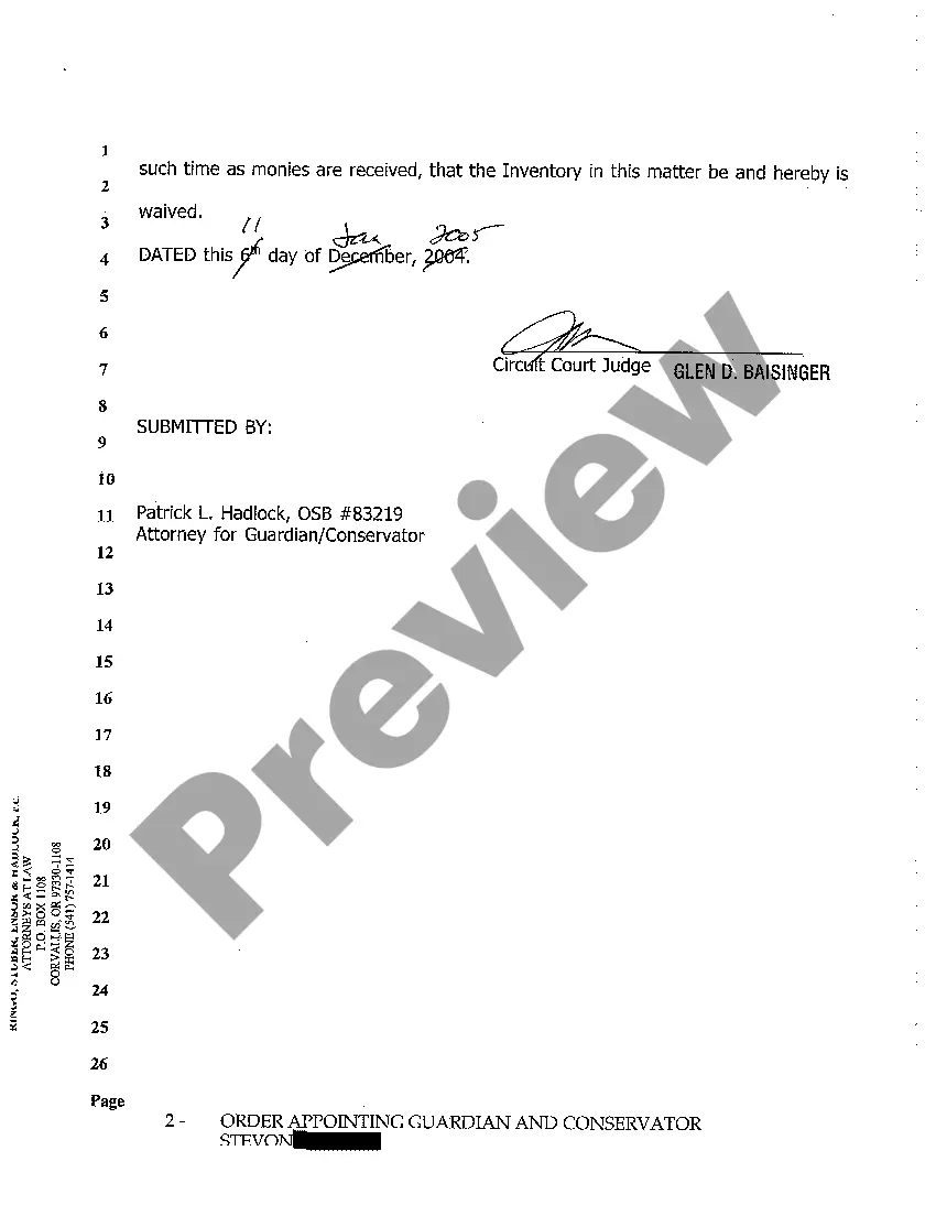 Preview A03 Order Appointing Guardian and Conservator