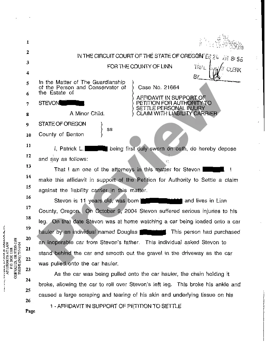 Preview A04 Petition for Authority to Settle Personal Injury Claim