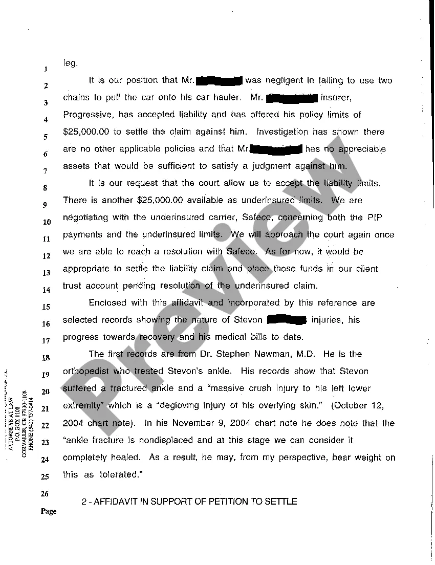 Preview A04 Petition for Authority to Settle Personal Injury Claim