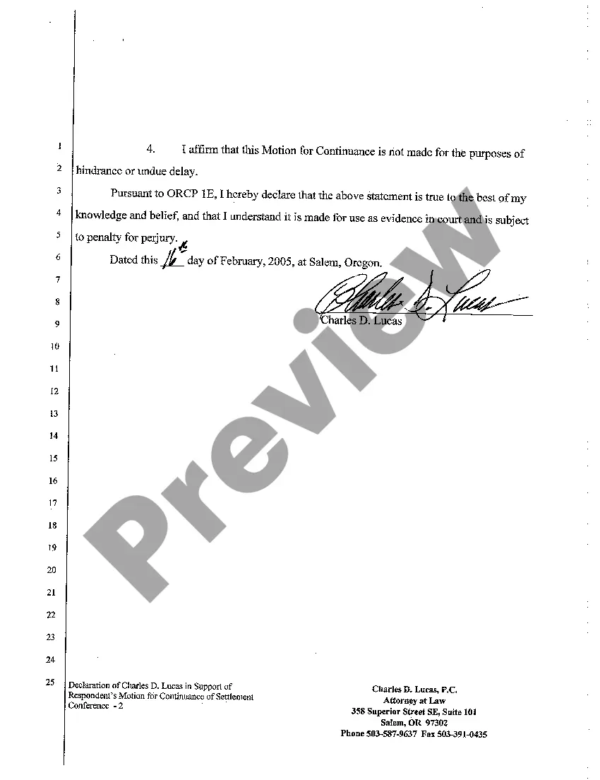 Preview A06 Respondent's Motion for Continuance of Settlement Conference