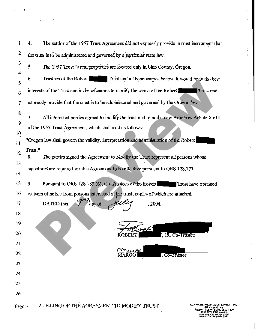 Preview A03 Filing of the Agreement to Modify Trust