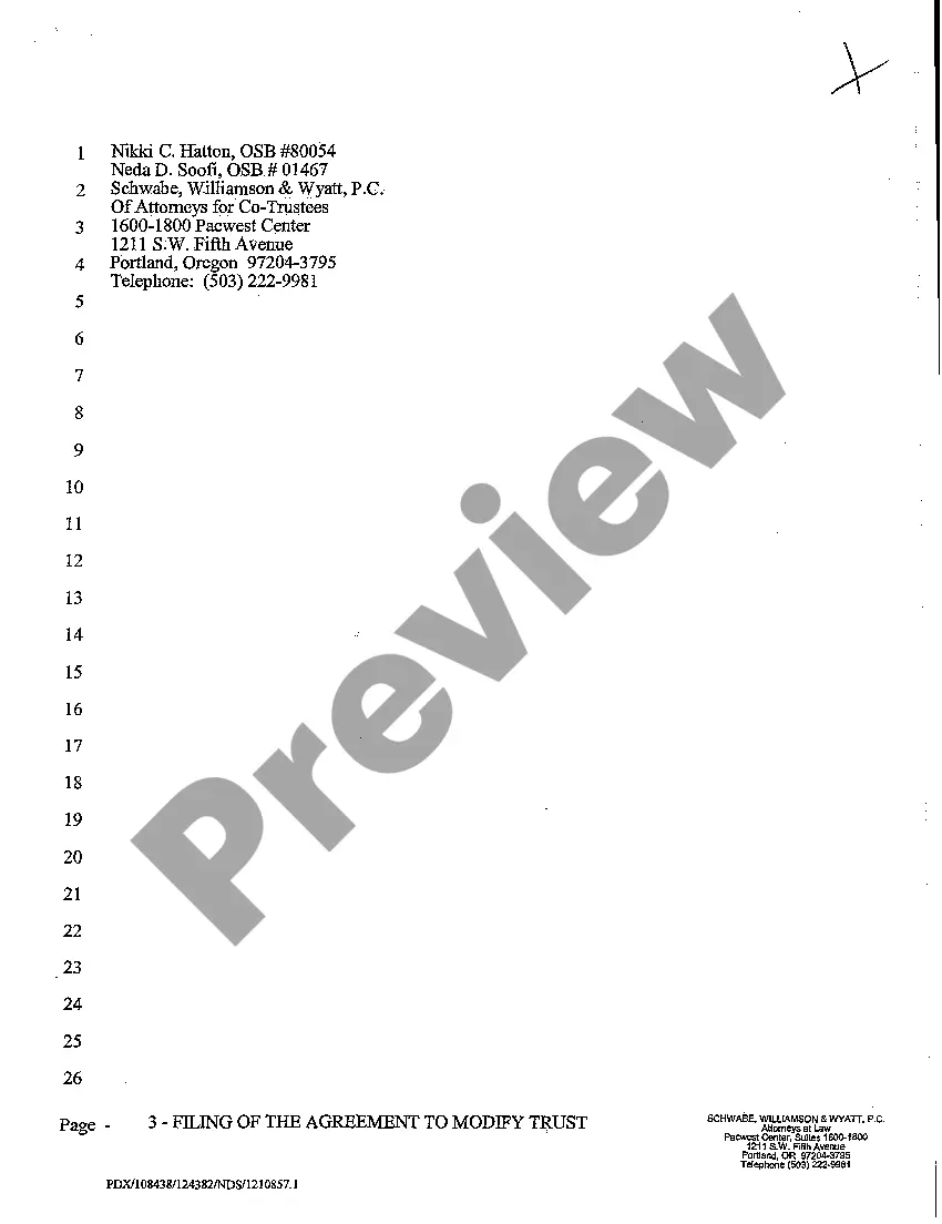 Preview A03 Filing of the Agreement to Modify Trust