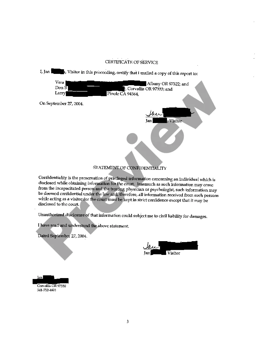 Preview A03 Visitor's Report Requesting Guardian but not Petitioner