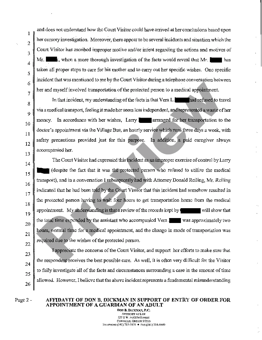 Preview A04 Affidavit of Petitioner's Attorney in Support of Entry of Order for Appointment of a Guardian of an Adult