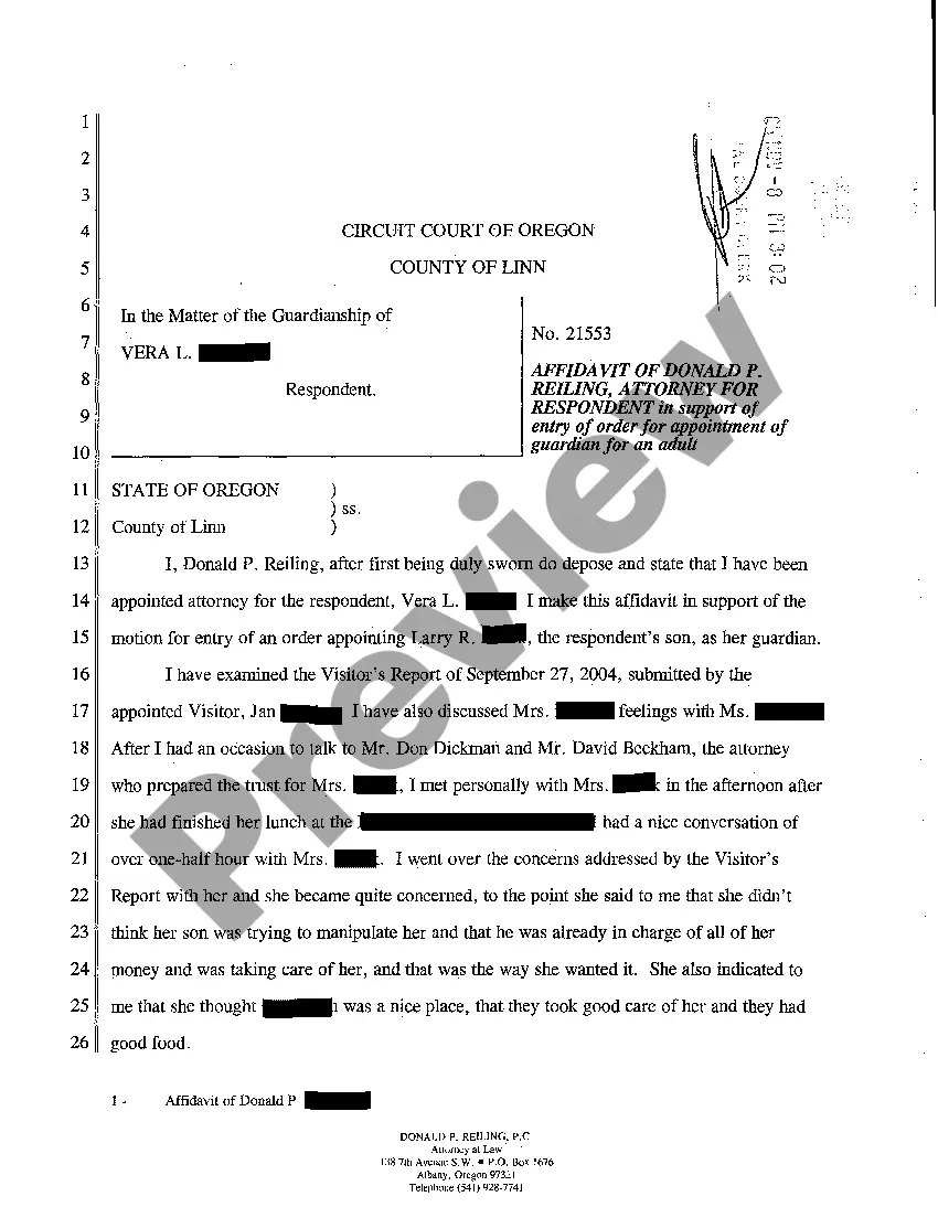 Preview A05 Motion for Entry of Order Appointing Guardian of an Adult