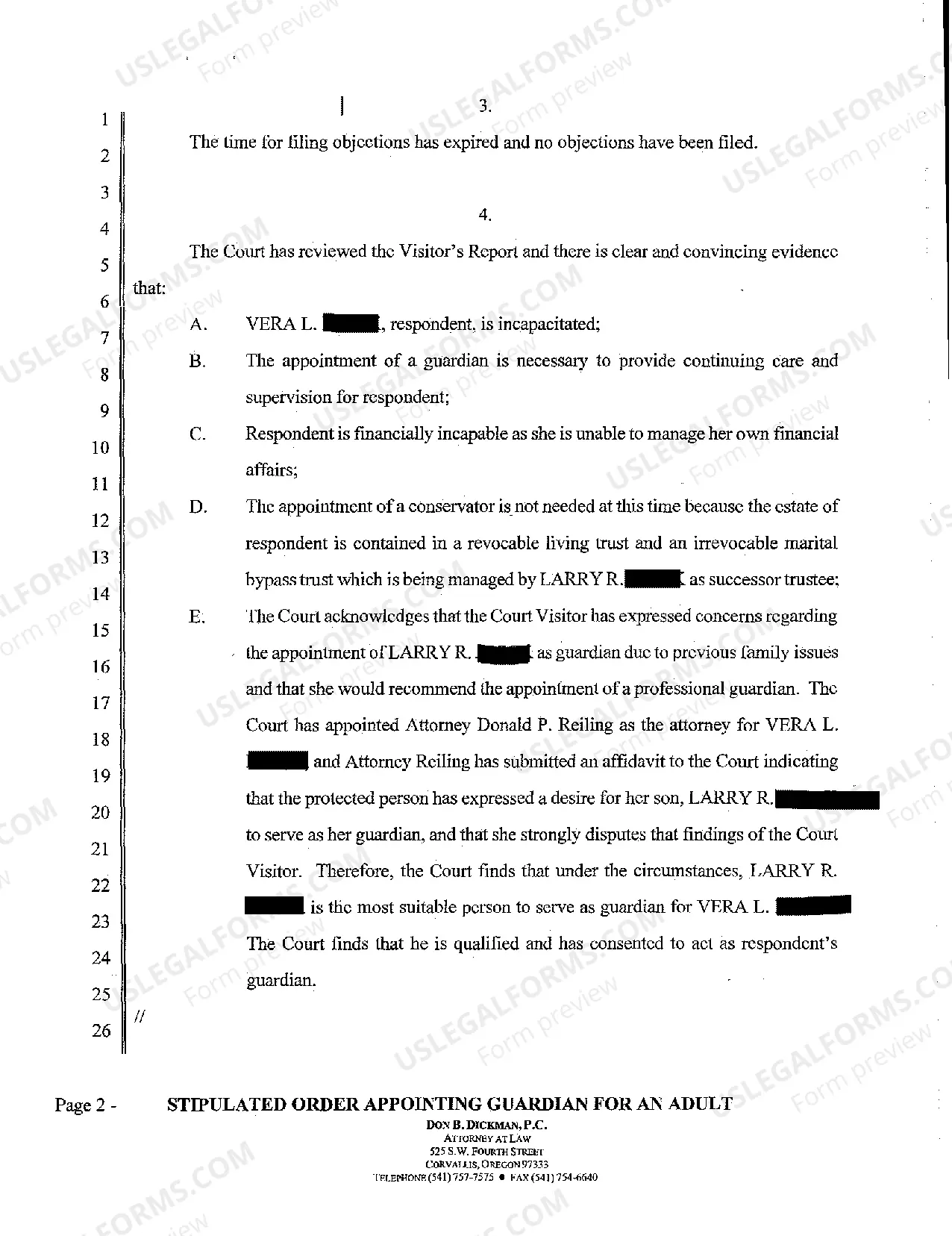 Preview A06 Stipulated Order Appointing Guardian for an Adult