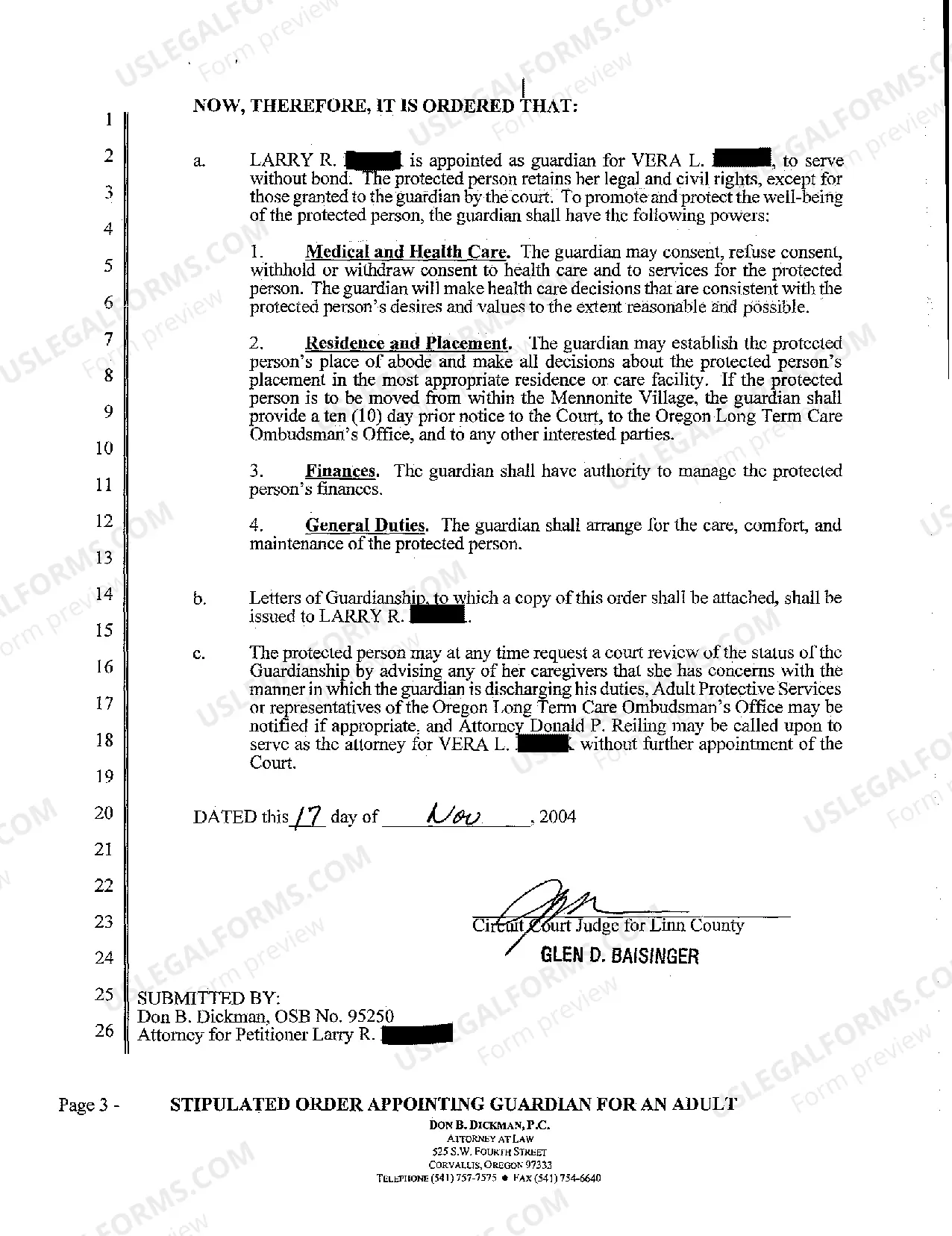 Preview A06 Stipulated Order Appointing Guardian for an Adult