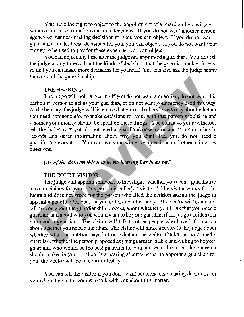 Preview A11 Notice to Respondent of Time for Filing Objections to Appointment of Guardian