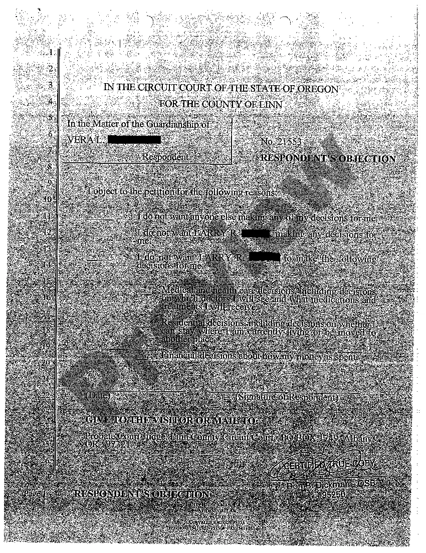 Preview A11 Notice to Respondent of Time for Filing Objections to Appointment of Guardian