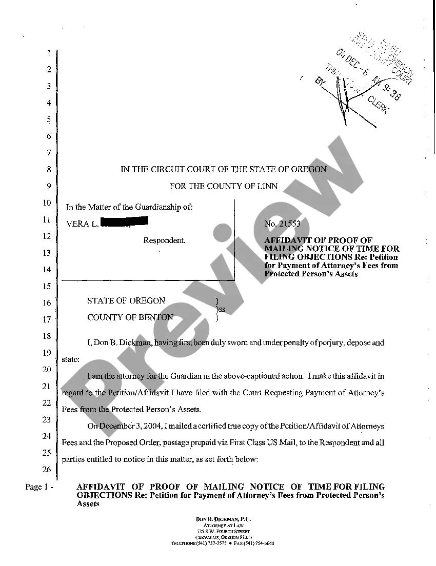 Get A13 Notice of Time for Filing Objections to Petition for Payment of Attorney's Fees Preview A13 Notice of Time for Filing Objections to Petition for Payment of Attorney's Fees