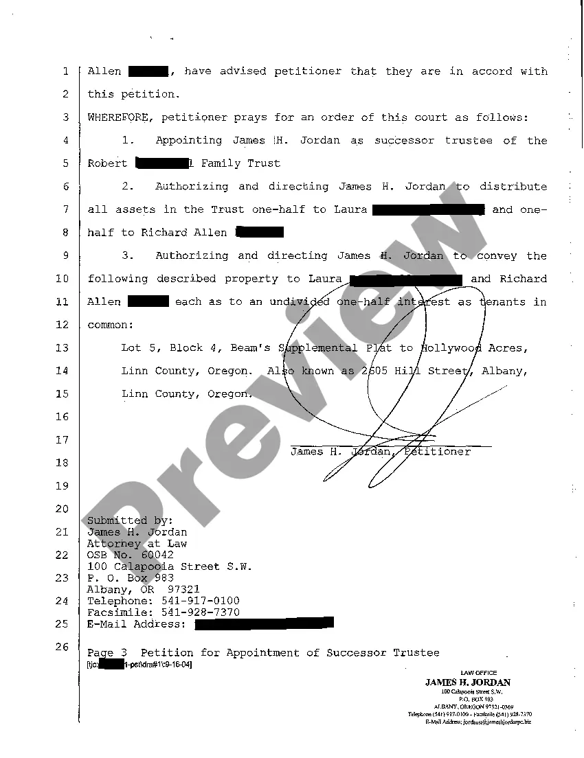 Preview A01 Petition For Appointment of Successor Trustee