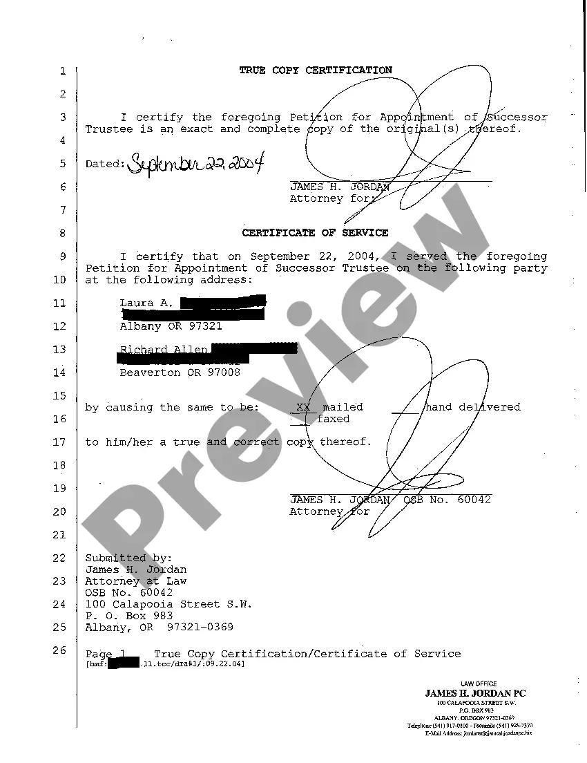 Preview A01 Petition For Appointment of Successor Trustee