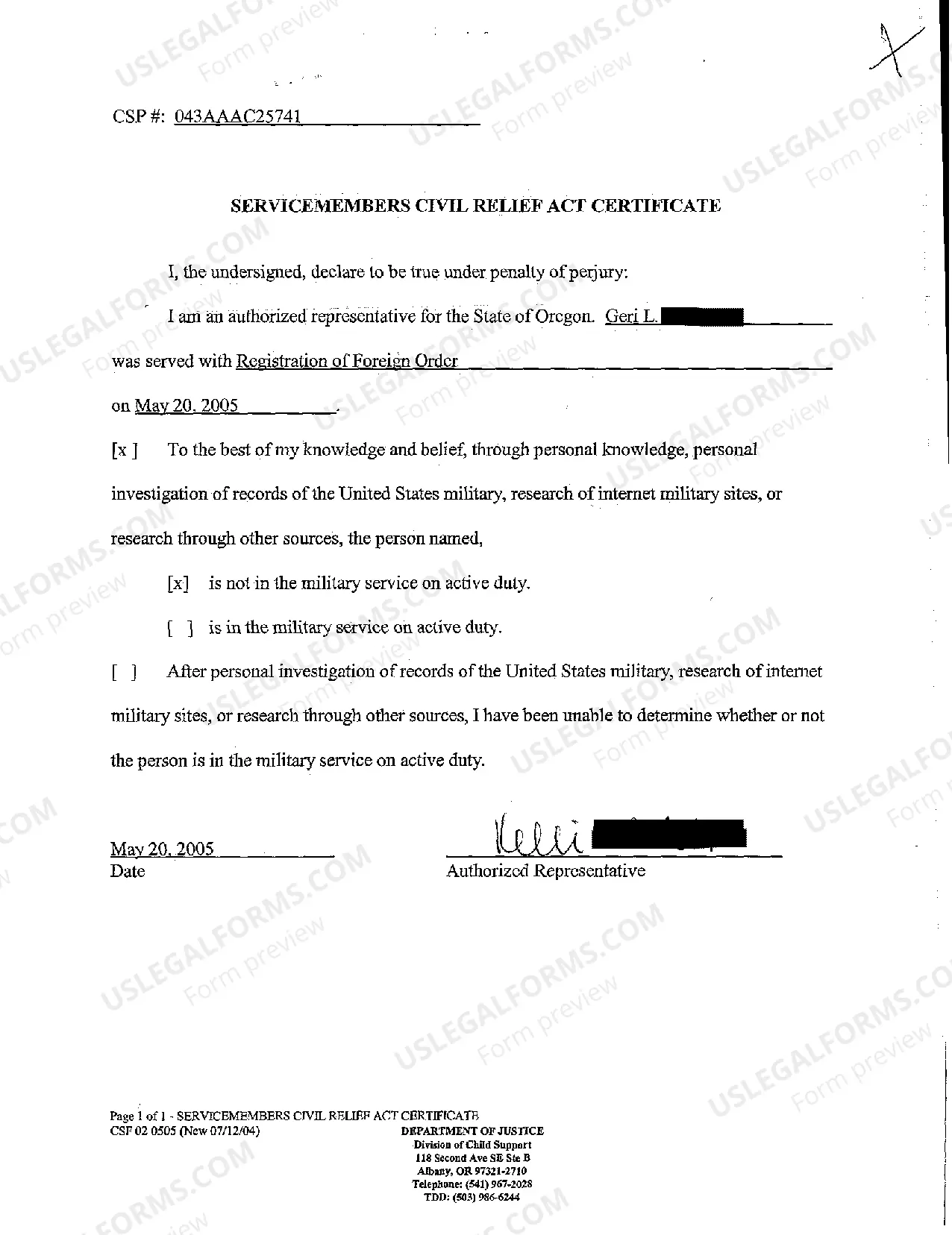 Preview Servicemembers Civil Relief Act Certificate