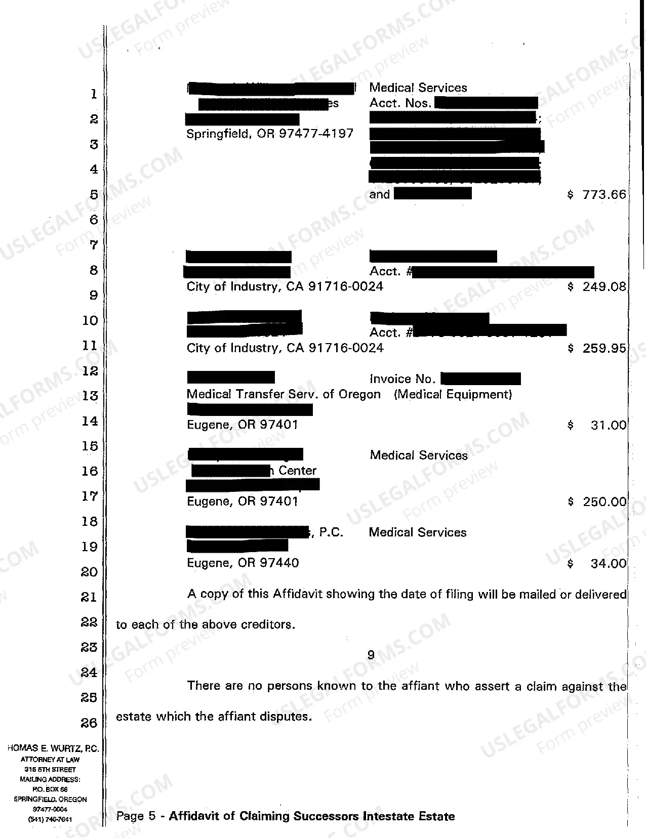 Preview Affidavit of Claiming Successors Intestate Estate