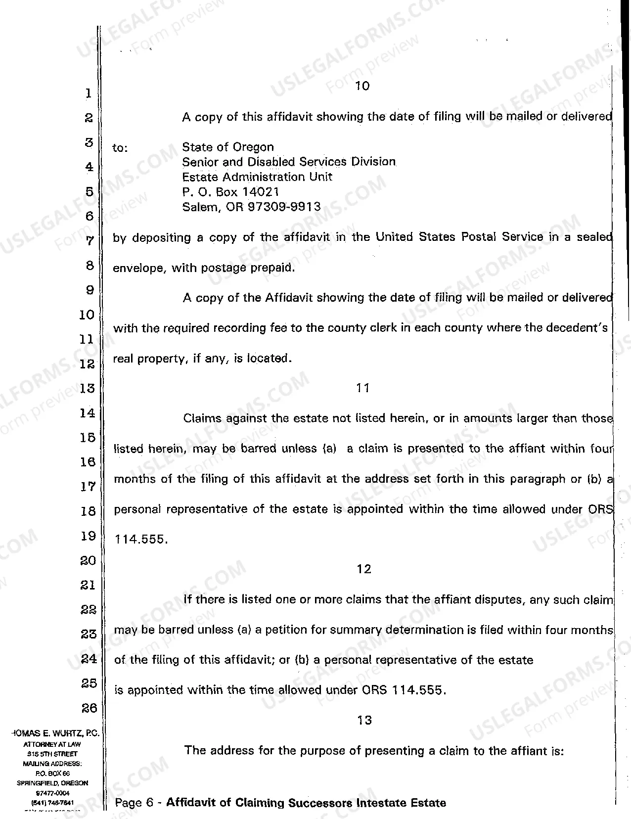 Preview Affidavit of Claiming Successors Intestate Estate