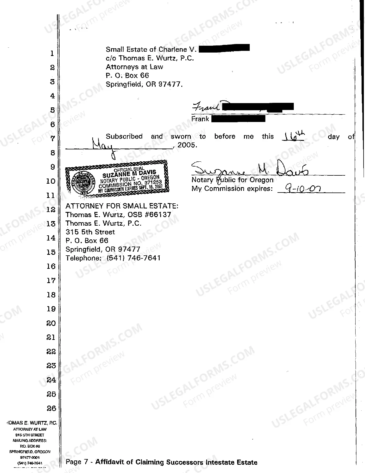 Preview Affidavit of Claiming Successors Intestate Estate