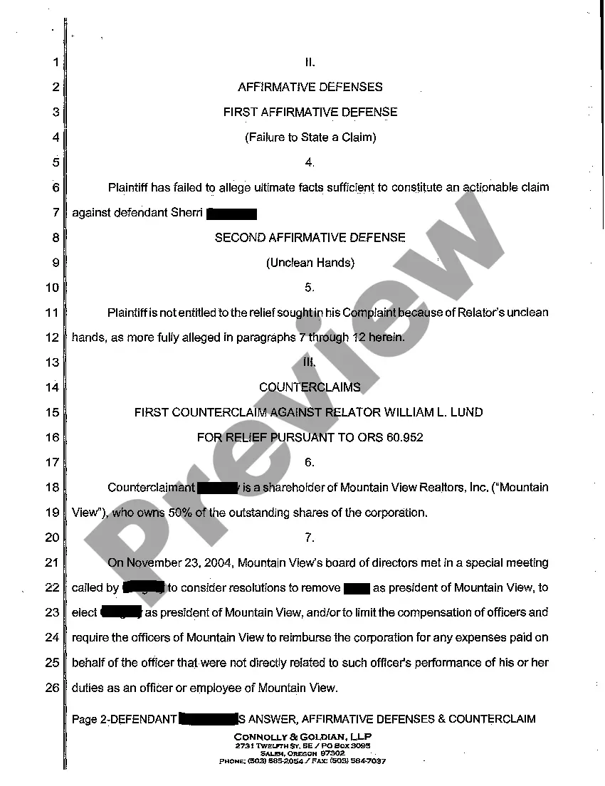 Get A04 Defendant's Answer, Affirmative Defenses, and Counterclaims Preview A04 Defendant's Answer, Affirmative Defenses, and Counterclaims