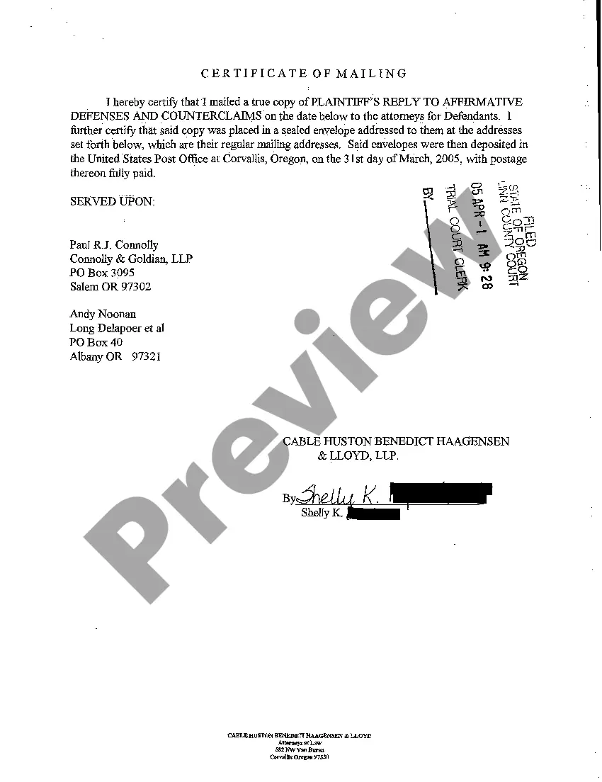 Preview A05 Reply to Affirmative Defenses and Counterclaims